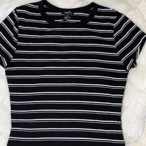Rue21 Black/White/Grey Striped Shirt